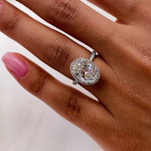 14k <b>Solid</b> Gold VVS Moissanite Engagement Ring Customizable Oval Cut Diamond for Women IGI Certified Fine Rings for Weddings - Product Image 4