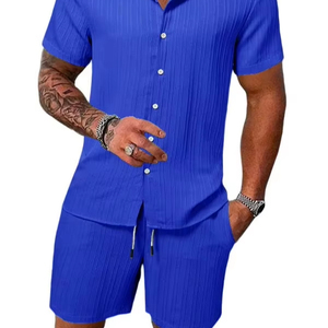 Oversized <b>Men's</b> Fashion <b>Summer</b> V neck <b>Men's</b> <b>Summer</b> Clothing Casual Sets Outfits Solid Hawaiian Short Sleeve T <b>Shirt</b> and Shorts - Product Image 2