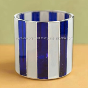 เชิงเทียนแก้วโมเสค3ชิ้นโคมไฟน้ำหอมให้คำมั่นสัญญาทำจากไม้ - Product Image 1