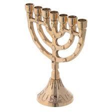 Handcrafted Brass Menorah Candle Holder Jewish Hanukkah <b>Lamp</b> Decorative Candle Stand Home Festive Decor - Product Image 4
