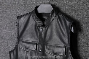 Nouvelle Mode Classique Moto Gilet En Cuir Pu Vachette Cortège Gilet 6XL Hommes En Cuir Véritable Sans Manches Vestes - Product Image 3