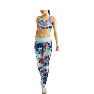 Conjunto de yoga sublimado con diseño personalizado Low Moq para mujer, leggings de cintura alta sin costuras 100% poliéster y conjunto de sujetador deportivo. - Product Image 1