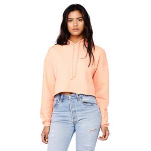 Hem brut femmes recadrée polaire à capuche pull sweat pêche détail 52% Airlume peigné anneau filé coton 48% Poly hiver XS - Product Image 1