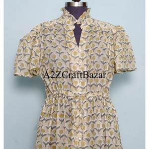 Nouvelle arrivée : Magnifique robe midi en coton écologique, imprimée à la main, idéale pour les mariages indiens, tenue décontractée d'été ou de plage, longue et naturelle. - Product Image 4