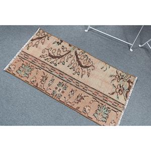 Rug, 1.6x3.2 ft Turkish Rug, <b>Brown</b> Abstract Rug <b>Wool</b> - Product Image 4