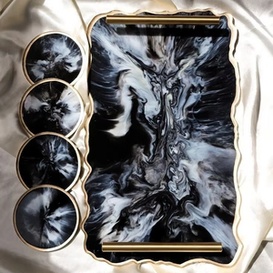 Plateau de service unique en résine époxy fait à la main Essentiels de cuisine uniques pour la maison Restaurant Hôtel Décoratif Service Tra - Product Image 1