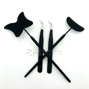 Miroir professionnel OEM en acier inoxydable demi-lune pour cils, couleur personnalisée, style plume, extension de cils faux CC, vente en gros - Product Image 2