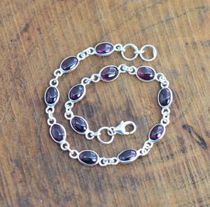 Handmade Classical <b>Bracelet</b> 925 Solid Silver Jewelry For Women 925 Sterling Silver Garnet Gemstone <b>Boho</b> Style <b>Bracelet</b> Gift For - Product Image 3