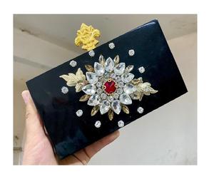 Eventide Elegance Stylish Resin <b>Clutch</b> <b>for</b> <b>Weddings</b> Parties-Fashionable Lady's Purse with Glamorous Metal Handle <b>for</b> Evening - Product Image 1