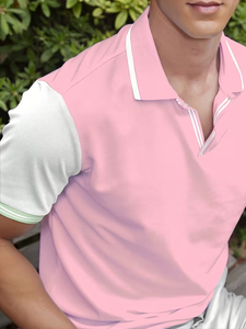 เสื้อยืดผู้ชาย 210gsm ผ้าโพลีเอสเตอร์ผสมคอตตอน ระบายอากาศได้ดี กันยับ สไตล์สมาร์ทแคชชวล รับสกรีนโลโก้ ผ้าเจอร์ซีย์ลายทาง - Product Image 4