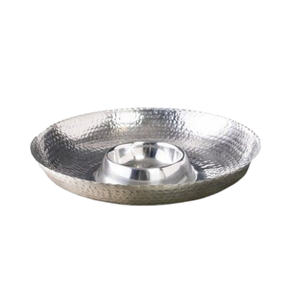 Salad Desert Fruit Food <b>Tray</b> Pearl Beaded Border Aluminum Chip and Dip Metal <b>Tray</b> <b>Mirror</b> Polished Decorative Metal Chip Dip Dish - Product Image 4