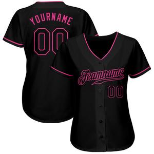 Maillot de baseball authentique personnalisé en noir-vêtements de sport roses avec motif imprimé - Product Image 2
