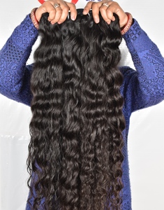 Fabrique indien brut vague profonde cuticule aligné machine double trame 100% vierge Remy couleur naturelle noir extensions de cheveux humains - Product Image 5