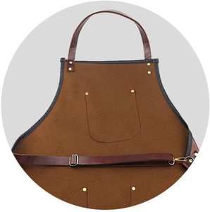 Tablier de barbier en cuir de haute qualité avec service OEM, bretelles croisées, trois poches avant, poignée confortable, couleur et logo personnalisés - Product Image 4