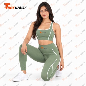 Conjunto de Yoga Moderno para Mujer, Leggings y Sujetador Deportivo Sin Costuras, Ropa Deportiva para Gimnasio, Ropa Deportiva Activa, Fabricación Personalizada OEM, Marca Privada - Product Image 4