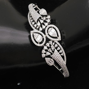 Designer Beautiful White Finish Openable <b>Bracelet</b> with Sparkling AD Stones for Girls <b>Trendy</b> <b>Bracelet</b> For Party Wear For Women - Product Image 1