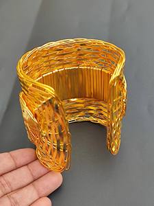 Brazalete Ancho ajustable hecho a mano de latón chapado en oro brazalete de moda joyería - Product Image 5