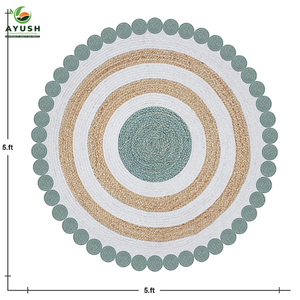 Alfombra personalizada hecha de yute con telas de algodón de colores integradas alfombras hechas a mano para la decoración del hogar - Product Image 3