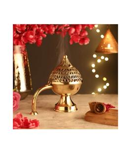 Quemador de incienso de latón con tapa y asa para terapia aromática segura meditación Pooja templo hogar Decoración espiritual - Product Image 6