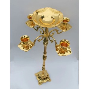 Portavelas moderno, candelabros de suelo chapados en oro mejor valorados, candelabro de Metal de 85cm, candelabro puro con el último cuenco de flores - Product Image 2