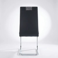 Chaise de salle à manger cantilever moderne en cuir PU noir avec cadre chromé et dossier matelassé sans accoudoirs pour la maison, la salle à manger ou l'hôtel