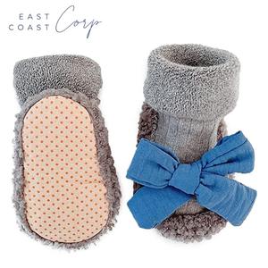 Baby Fleece <b>Booties</b> Newborn Unisex Bowknot <b>Booties</b> Infant Non-Slip First Walkers Warm Shoes House <b>Slippers</b> for Baby - Product Image 2