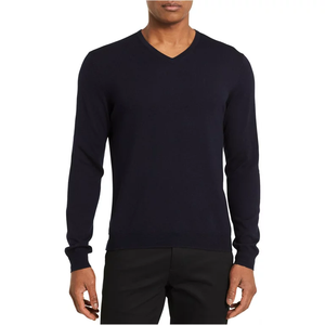 Pull en laine 100% pour homme, nouveau modèle, col en V, coupe ajustée, chaud et respirant, pour l'hiver - Product Image 6