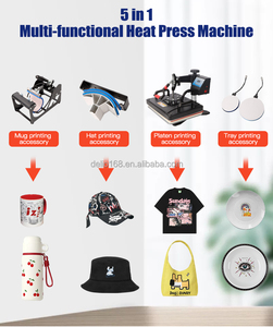 DELIOU 5 en 1 Impresora automática de transferencia por sublimación <span class=keywords><strong>Máquina</strong></span> de prensado en caliente <span class=keywords><strong>para</strong></span> camiseta Cup Hat Bag con precio de fábrica - Product Image 2
