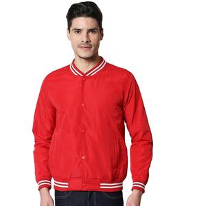 Las mejores chaquetas universitarias Rojas personalizadas de tendencia para hombres con cuello levantado con posición frontal del logotipo Diseño de color personalizado para hombres - Product Image 1