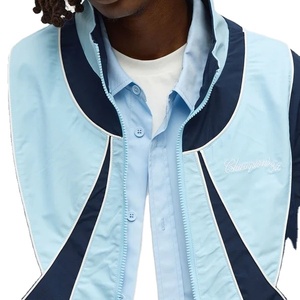 Sudadera con capucha de algodón 100% de alta calidad con logo personalizado, estilo vintage, con cremallera, de felpa francesa, lavado ácido, 360 g/m², gruesa, de gran peso, con patchwork a cuadros, oversize. - Product Image 3