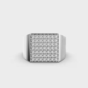 Bague Vintage en Diamant Créé en Laboratoire de Coupe Ronde pour Homme Bague en Or Blanc 14k Diamant - Product Image 1