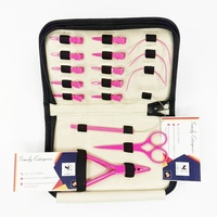 Kit d'outils pour extensions de cheveux en acier inoxydable thermolaqué rose vif, pinces à maintien fort pour salon et extensions DIY, durable