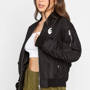 <b>Women's</b> Customizable Waterproof <b>Leather</b> <b>Jacket</b> Breathable Baseball <b>Bomber</b> Coat Embroidery OEM Wholesale Street Wear Pocket - Product Image 1