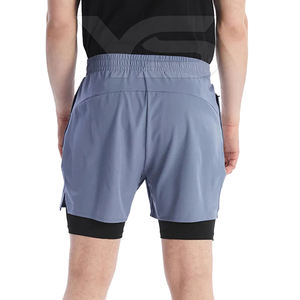 Short de plage en tissu polyester court double couche taille moyenne pour hommes Short de bain respirant avec méthode de tissage non tissé - Product Image 4