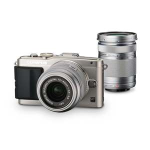 Appareil photo numérique hybride 16MP avec kit double objectif 14-42mm et 40-150mm, écran tactile inclinable de 3 pouces, stabilisation d'image 3 axes et carte mémoire SD - Product Image 1