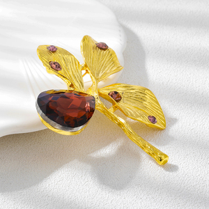 Nueva moda oro trébol de cuatro hojas broche lágrima cristal diamante botánica flor alfileres ramillete ropa boda niños - Product Image 4