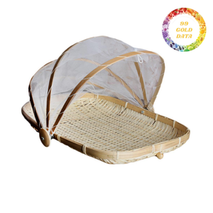 Panier de nourriture en bambou avec housse de protection pliable en maille | origine Viet Nam - Product Image 6