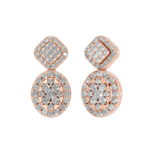 Boucles d'oreilles à la mode en or massif 14 carats pour femmes, diamants taillés en laboratoire faits à la main, taille brillante F-Type, bijoux fins IGI - Product Image 1