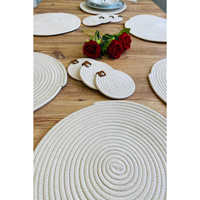 Set de table rond Supla en polyester et coton naturel de qualité supérieure, 33x33 pouces, multicolores, lavable en machine, fabriqué en Turquie