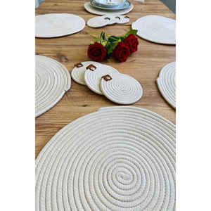 Mantel Individual redondo Supla de algodón y poliéster natural de primera calidad de 1 pieza, 33x33 pulgadas, multicolor - Product Image 6