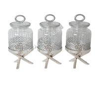 Juego de 3 Recipientes de Vidrio con Acabado Plateado de Lujo, Frascos de Almacenamiento Ecológicos con Tapas Abatibles, Capacidad de 501 ml para Uso en la Cocina