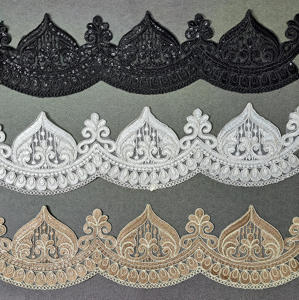 Soft Polyester/Cotton Metallic Net Sequence Embroidery Rhinestone Lace Smooth Touch Bridal Wear Lehenga Decoration Bulk Export - Product Image 1