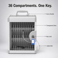 Armoire de rangement pour téléphones portables Glosen R8036 à 36 emplacements, en acier, verrouillable, avec porte transparente, pour école, salle de classe, bibliothèque