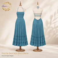 Robe longue pour femme, style bohème sans bretelles au dos et col à volants, robe d'été pour la plage et les stations balnéaires