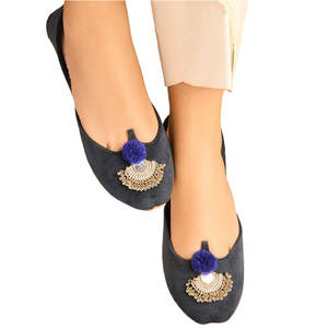 Zapatos Khussa Hechos a Mano para Mujer, Antideslizantes, Color Azul Oscuro, Cuero Genuino de Alta Calidad, Forro de Terciopelo, Diseño de Moda para Todas las Temporadas - Product Image 1