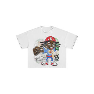 เสื้อยืดพิมพ์ลายการ์ตูนแนวสตรีทสำหรับผู้ชายเสื้อยืดประดับพลอยเทียมขนาดใหญ่แบบสั่งทำสำหรับฤดูร้อนสไตล์2025 - Product Image 2