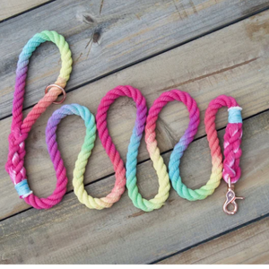 Handmade Dog <b>Leash</b> With Leather (Green) With Copper Clip and O Ring Dog Gift - Product Image 1