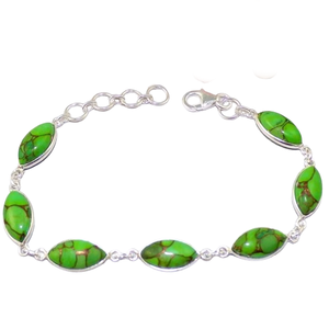 Gratitude 925 pulsera de plata fina de plata esterlina hecha a mano con piedra preciosa turquesa verde chapado en oro 925 sello joyería de plata - Product Image 1