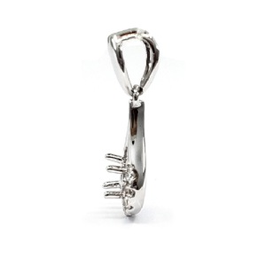 Prix usine bijoux fins brillant de haute qualité 18k or blanc véritable diamant rond brillant coupe classique Semi montage pendentif cadeau - Product Image 2