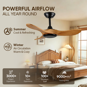Ventilateur de plafond en bois de 36 pouces sans lumière, silencieux, moteur DC réversible, télécommande, 6 vitesses, pour chambre à coucher, appartement, en stock aux États-Unis - Product Image 2